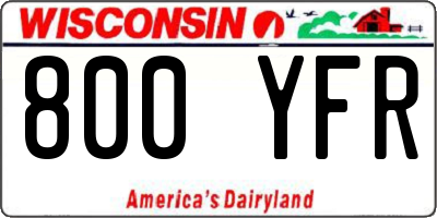 WI license plate 800YFR