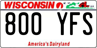 WI license plate 800YFS