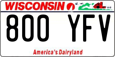 WI license plate 800YFV