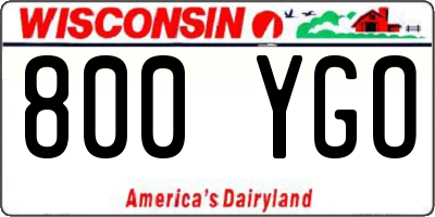 WI license plate 800YGO