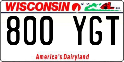 WI license plate 800YGT