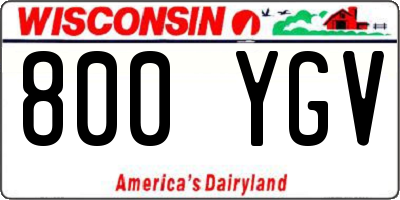 WI license plate 800YGV