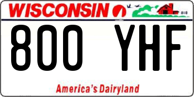 WI license plate 800YHF