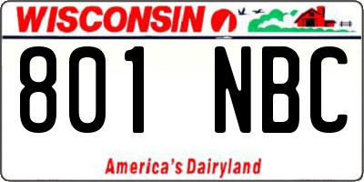 WI license plate 801NBC