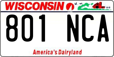 WI license plate 801NCA