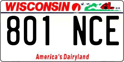 WI license plate 801NCE