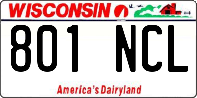 WI license plate 801NCL