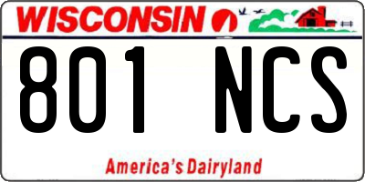 WI license plate 801NCS