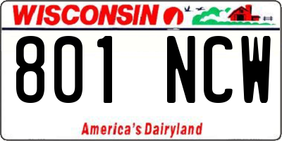 WI license plate 801NCW