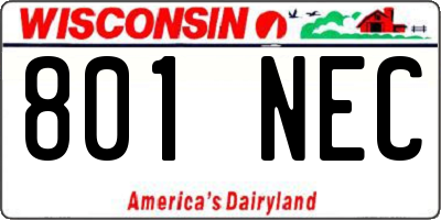 WI license plate 801NEC