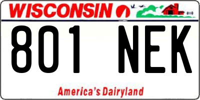 WI license plate 801NEK