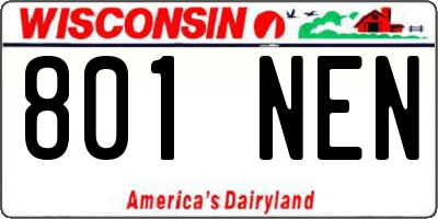 WI license plate 801NEN