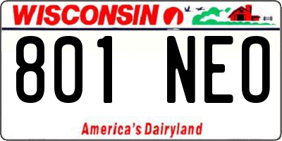 WI license plate 801NEO