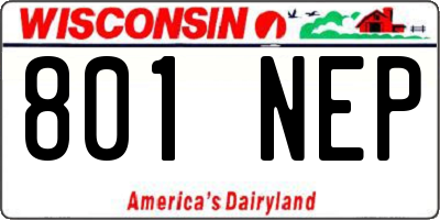 WI license plate 801NEP