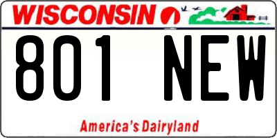 WI license plate 801NEW