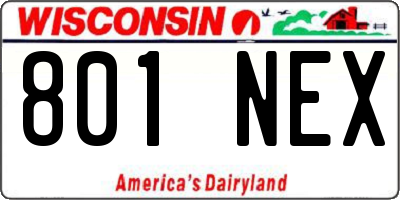 WI license plate 801NEX