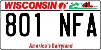 WI license plate 801NFA
