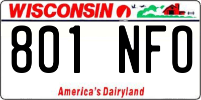 WI license plate 801NFO