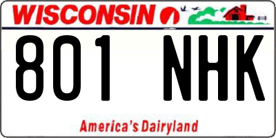 WI license plate 801NHK
