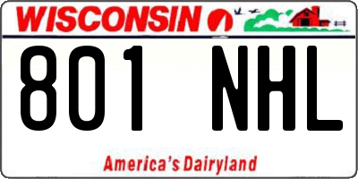 WI license plate 801NHL