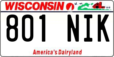 WI license plate 801NIK