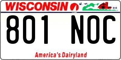 WI license plate 801NOC