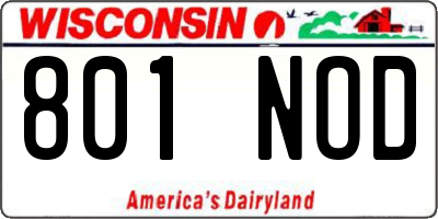 WI license plate 801NOD