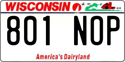 WI license plate 801NOP
