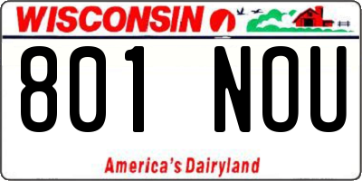WI license plate 801NOU