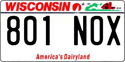 WI license plate 801NOX