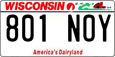 WI license plate 801NOY