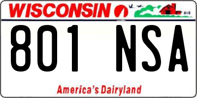WI license plate 801NSA