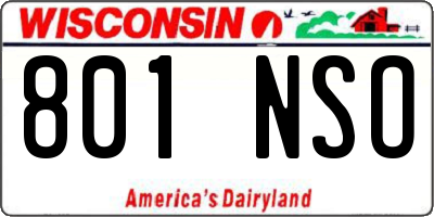 WI license plate 801NSO