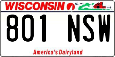 WI license plate 801NSW