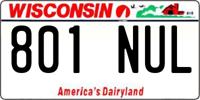 WI license plate 801NUL
