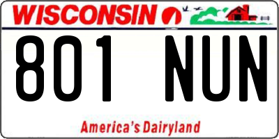 WI license plate 801NUN