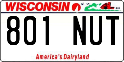WI license plate 801NUT