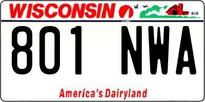 WI license plate 801NWA