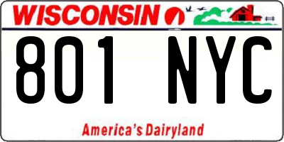 WI license plate 801NYC