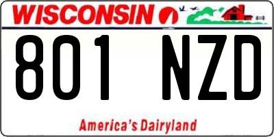 WI license plate 801NZD
