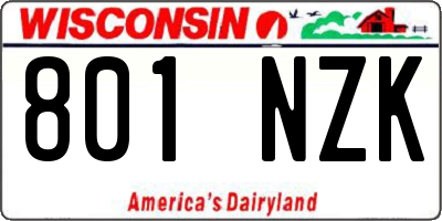 WI license plate 801NZK