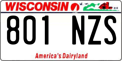 WI license plate 801NZS