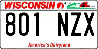 WI license plate 801NZX