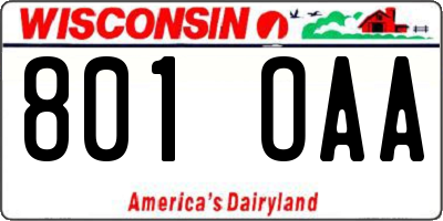 WI license plate 801OAA