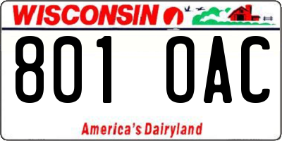 WI license plate 801OAC