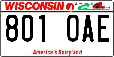 WI license plate 801OAE