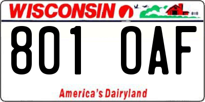 WI license plate 801OAF