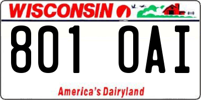 WI license plate 801OAI