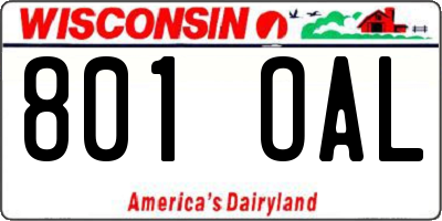 WI license plate 801OAL