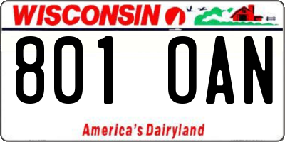 WI license plate 801OAN